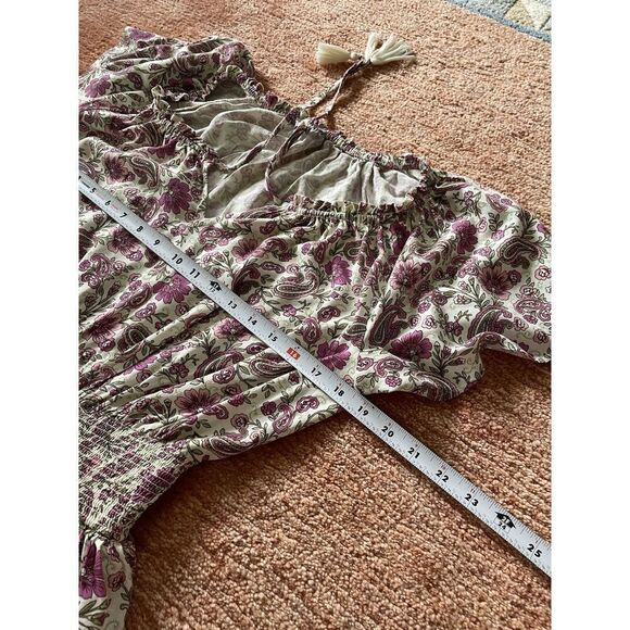 Patrons of Peace Boho Floral Tiered Mini Dress Smocked Waist Ruffle Hem - Picture 3 of 9